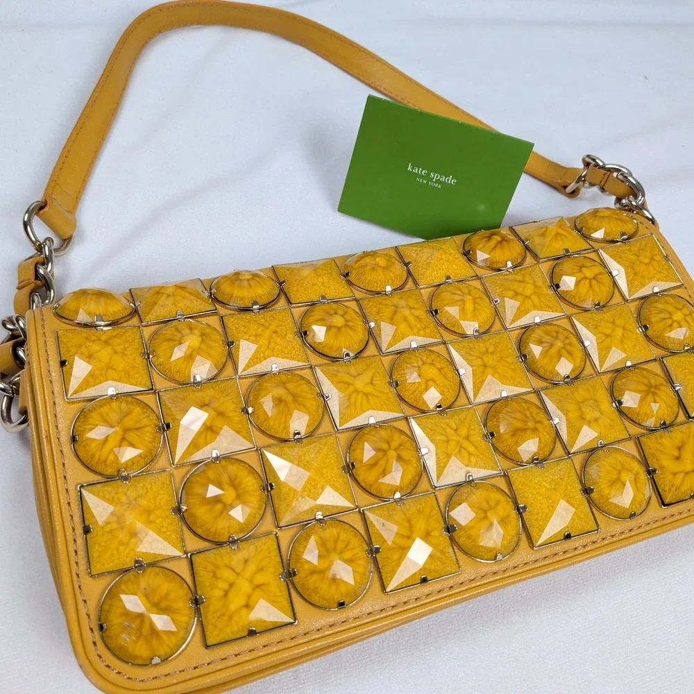Kate Spade High Line Leica Leather Shoulder Bag Purse Handbag Mustard Yellow